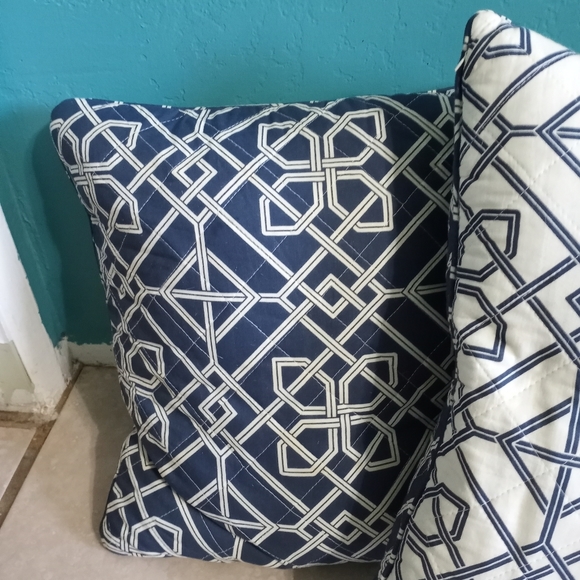 Home Goods Blue & White Patterned Down Pillows - Picture 2 of 6
